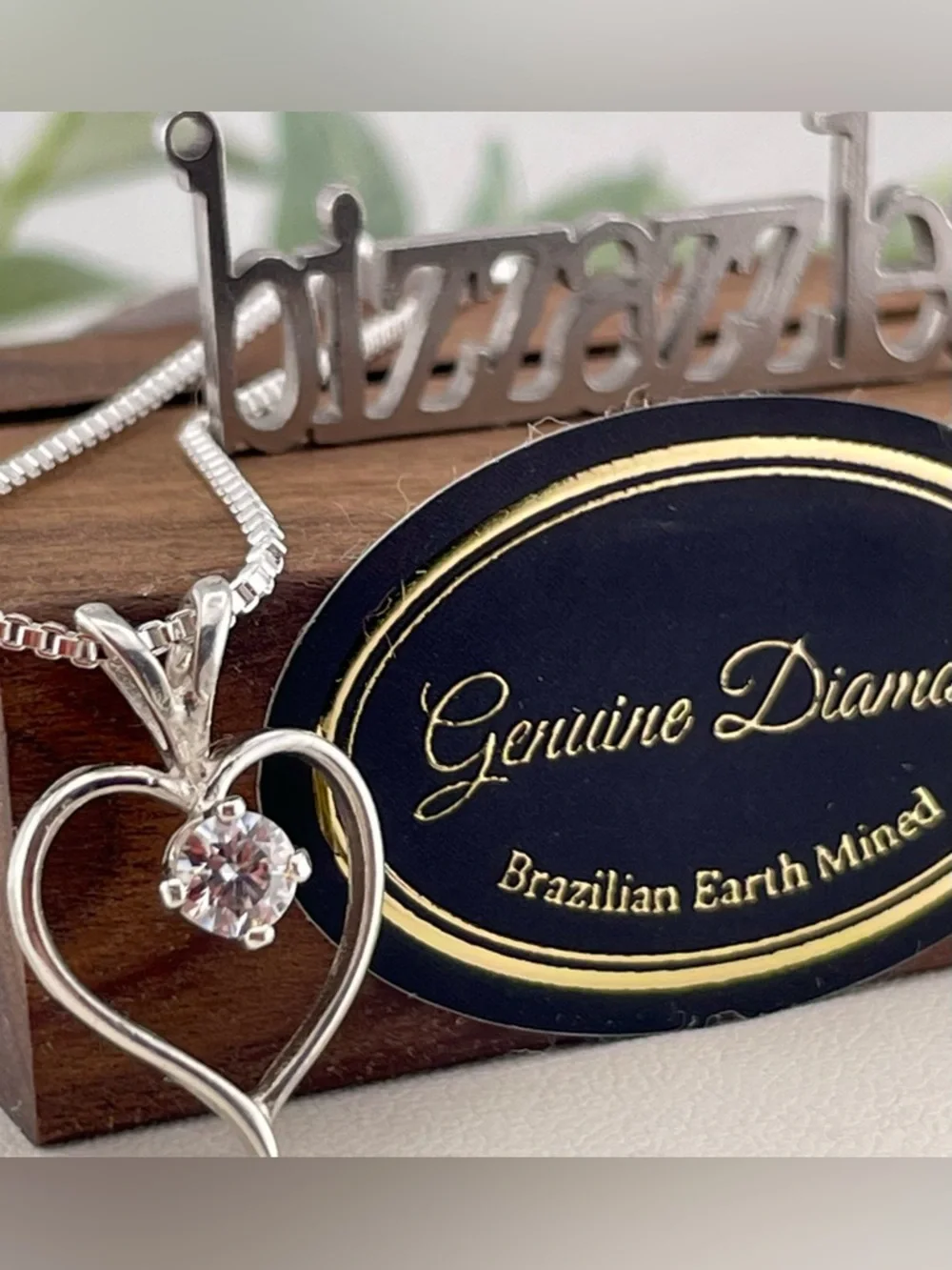 Sale‼️Diamond VS-2 Heart Pendant Necklace .25ct. 4mm. 925 . Box chain - Picture 1 of 8
